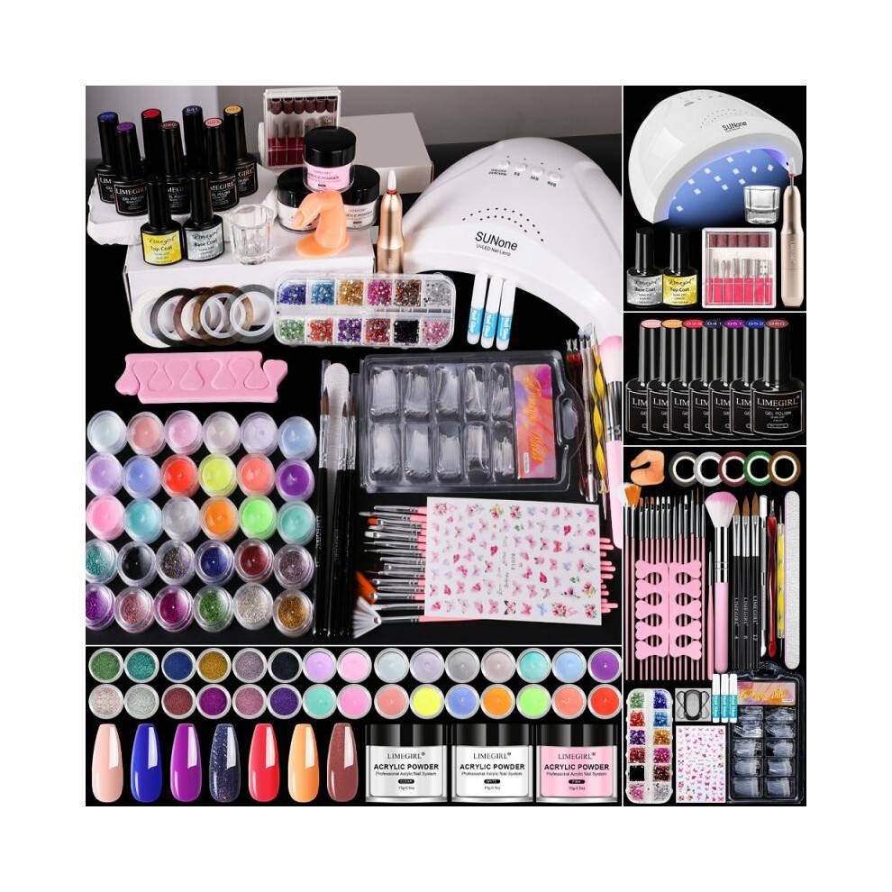 (ZH579) Acrylic Nail Kit Full Set Crystal Powder Liquid Monomer Extension Gel UV Builder Gel Files for Salon Professional Starter