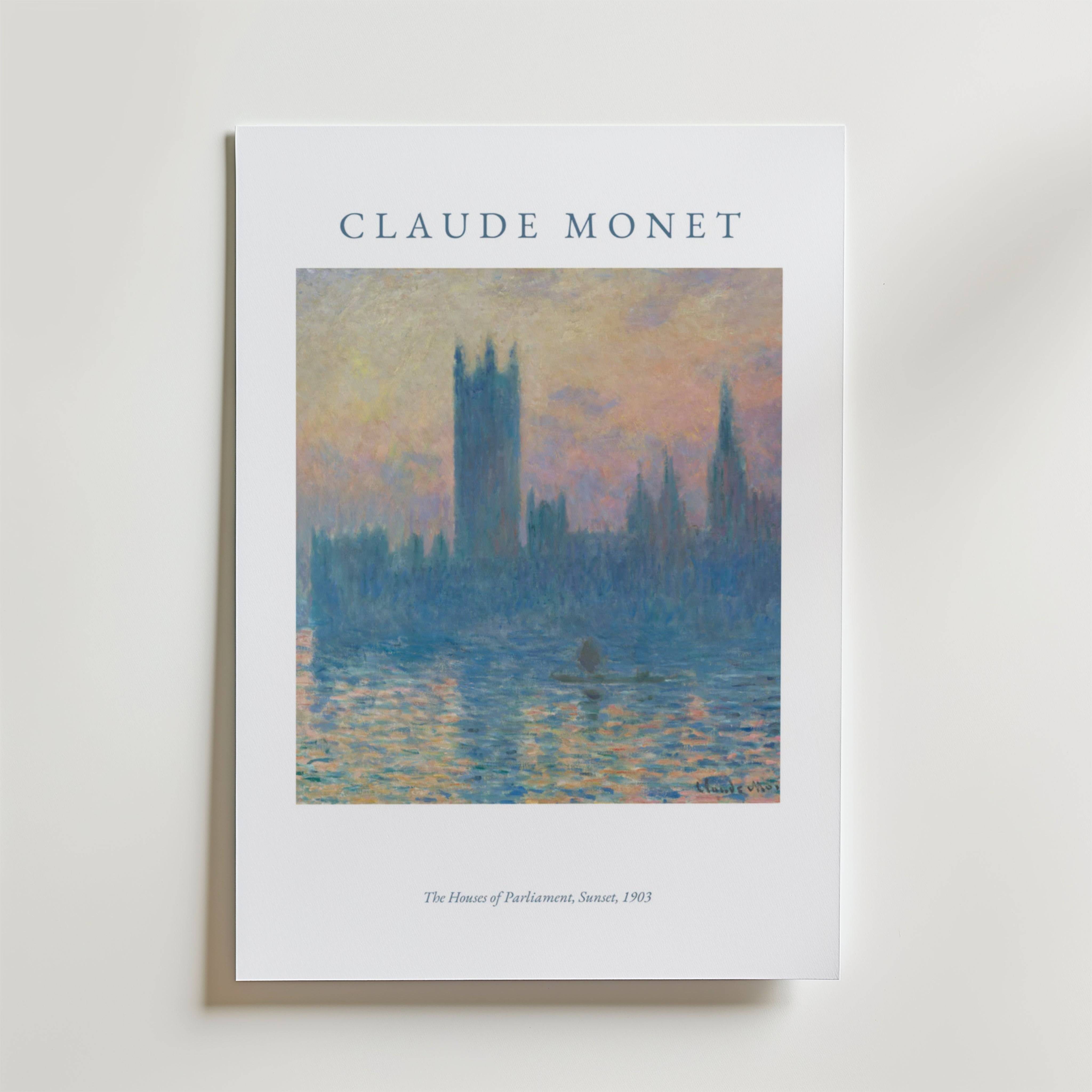Claude Monet The House Of Parlament Poster - Premium Canvas 70x100 cm Med passepartout