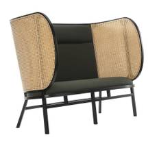 Gebruder Thonet Vienna - Hideout Loveseat, Black C01, Fabric Cat. C Twill Weave Col. 940 - Fåtöljer - Front Design - Svart - Trä/Textilmaterial/Skum