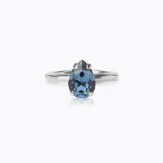 Caroline Svedbom Petite Drop Ring, Denim Blue - Rhodium