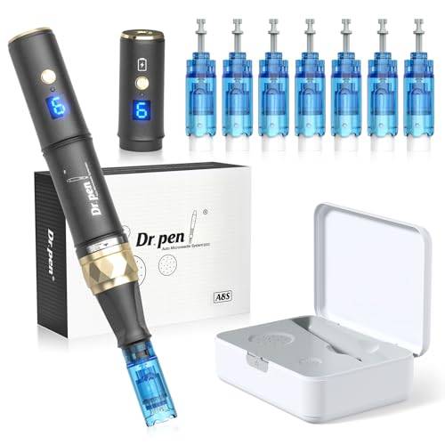 Dr. pen Ultima A8S Microneedling Pen – Innovatives Zwei-Ersatzkopf-Design: kabelgebundener Modus für langanhaltende Nutzung & drahtloser Modus ideal für Ausflüge/Reisen, mit 7 Typen Ersatzpatronen