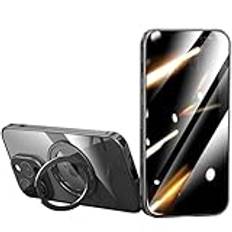 LOXO CASE Anti-peeping skal för iPhone 16/16 Plus/16 Pro/16 Pro Max, dubbelsidigt 360° fullt skyddsskal med 360° vridbart stativ [magnetisk adsorption], svart titanium, 16 Pro