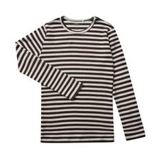 Magasin Mille 1G Str 3 år/93 cm Star White / Coffee Bean Stripe Langærmede Tshirts Bomuld