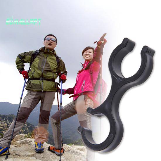 4 st Trekking Pole Spänne 8-karaktärs halkfri öppning Stark Bärande Trekking Pole Dubbel Ring Spänne Utomhusförsörjning