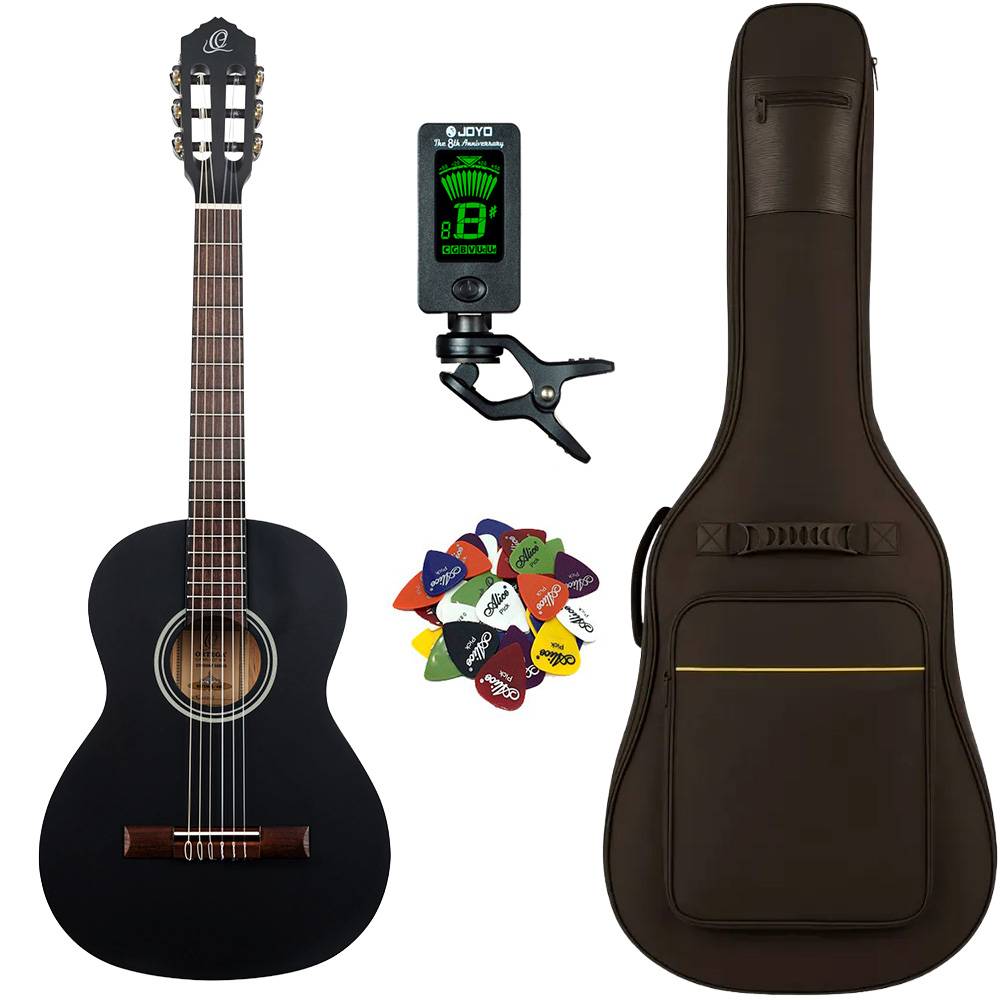 Ortega RST5 Klassisk Spansk 3/4 guitar pakke - Satin Black