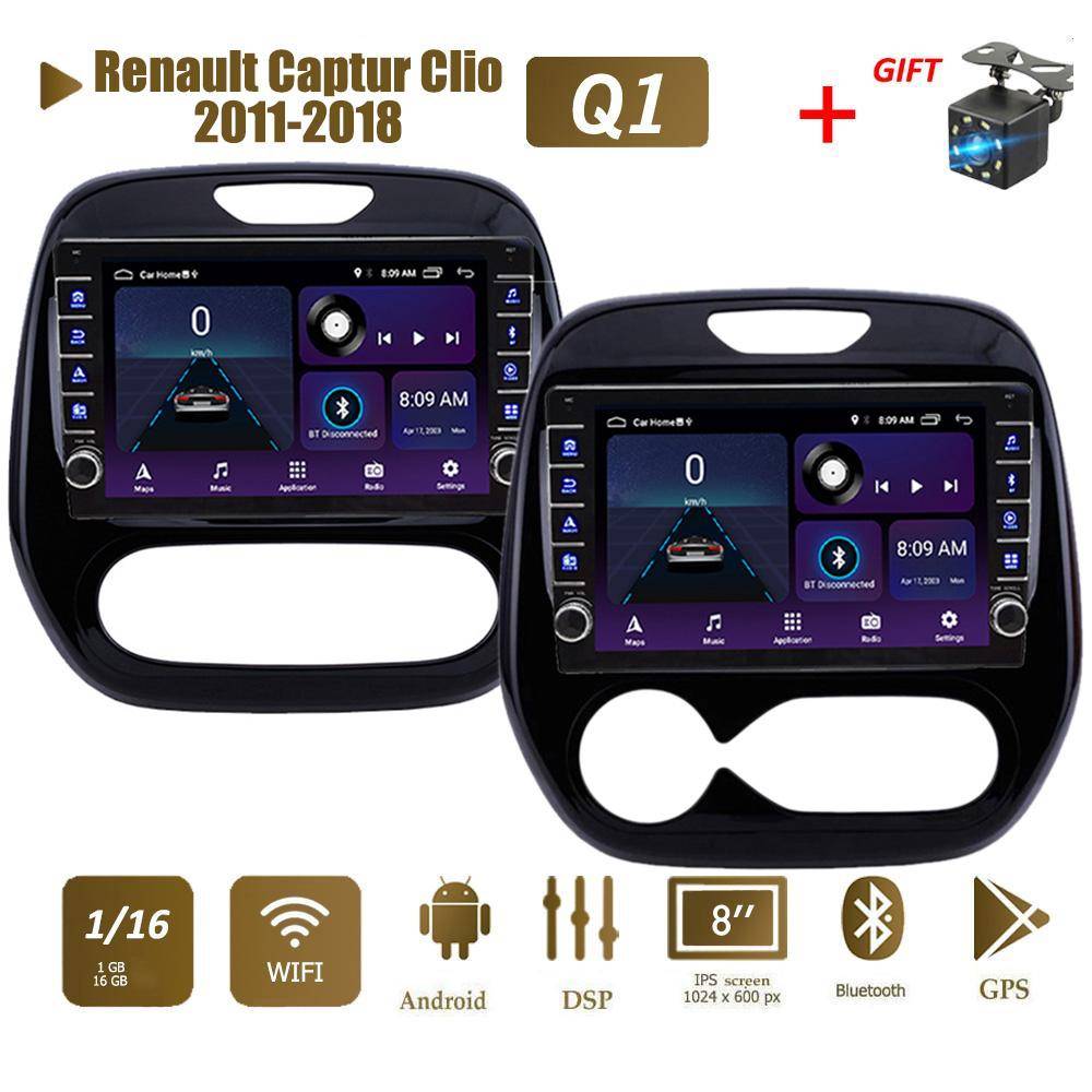 För Renault Captur Clio 2011-2018 Med knappknopp Android Bilradio Multimediaspelare Navigation Stereo GPS 2 Din 1+16GB