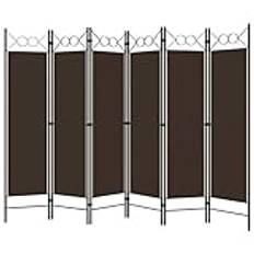 Tidyard 6-TLG. rumsavdelare vikbar paravent rumsavdelare skiljevägg fristående insynsskydd platsavskiljare omklädningsrum och rumsavdelare brun 240 x 180 cm