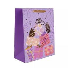 Gavepose med gavedesign, lilla - 18 x 23 cm