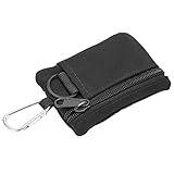 Watris Veiyi Mini EDC plånbok herr, utomhus miniplånbok herr, EDC-väska med karbinhake, för camping vandring cykling (10,5 x 8 x 1,5 cm) (svart)