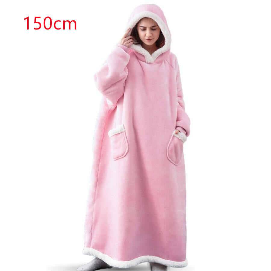 Oversized TV Hoodie Blanket Winter Warm Wearable Fleece - 150cm pink / One Size (One Size)