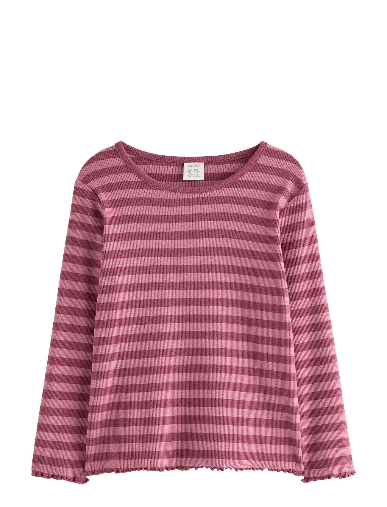 Lindex Ribbed Long-Sleeved Top - Pink - 98