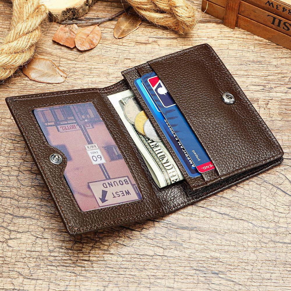 NY Plånbok i Äkta Läder för Män Slim ID VIP Bank Kreditkortshållare Flera Färger Rfid-kort Mynt