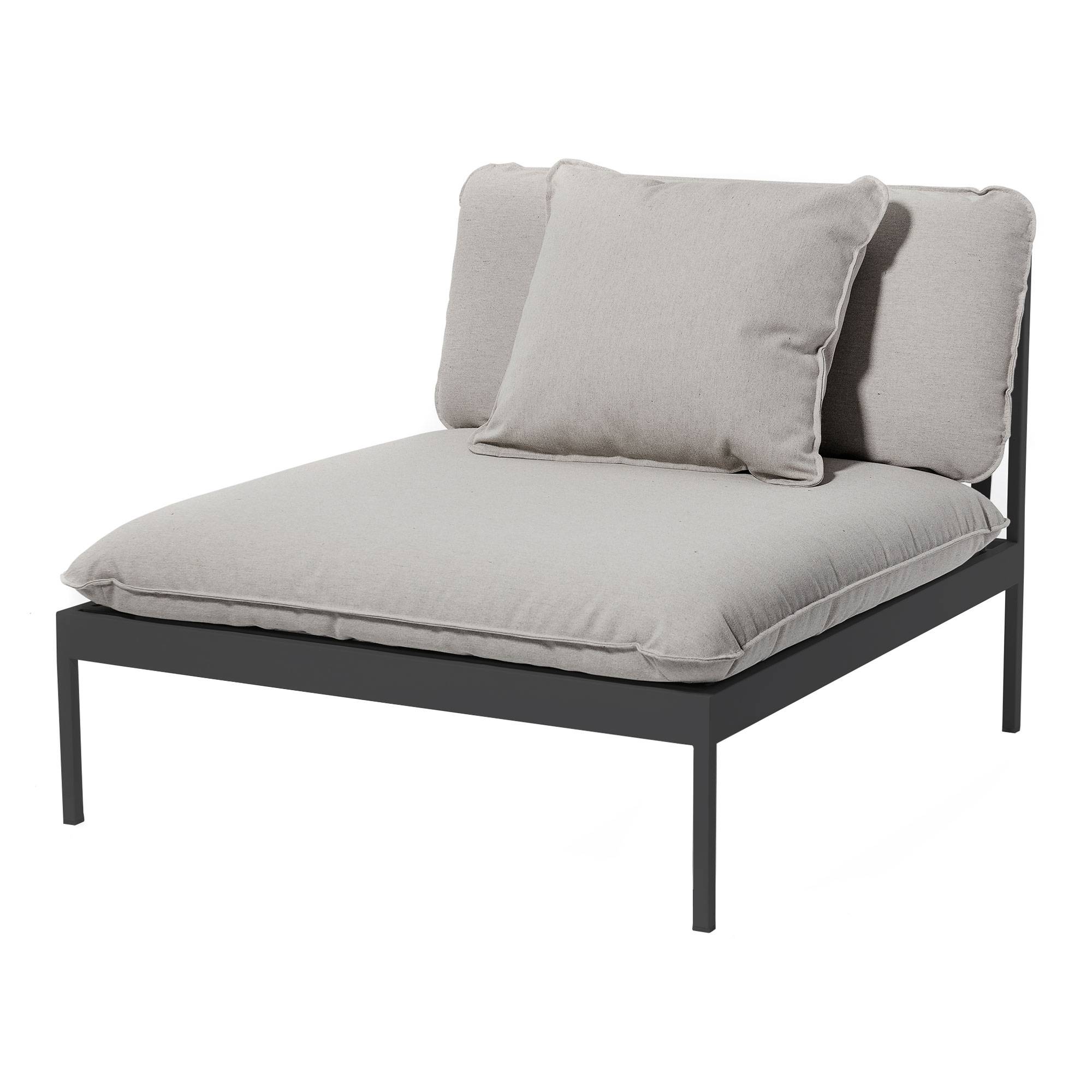 Skargaarden - Bönan Lounge Chair, Dark Grey Aluminum Frame, Cushion Light Grey Sunbrella Sling - Udendørs lænestole - Studio Norrlandet - Grå - Metal/Tekstilmateriale/Skum