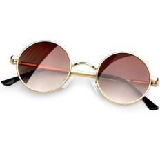KANASTAL Solglasögon Polariserade Herr Dam Gradienta Runda Kvinnor Sol Glasögon Retro Hippie Steampunk Halloween Cosplay Gradient Brown Round Polarized Sunglasses Women UV400 - Bruna Linser Guldbågar