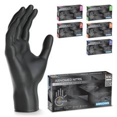 ARNOMED engångshandskar svarta, nitrilhandskar XXL, 100 st/låda, puderfria & latexfria, engångshandskar, handskar finns i storlekarna XS, S, M, L, XL & XXL