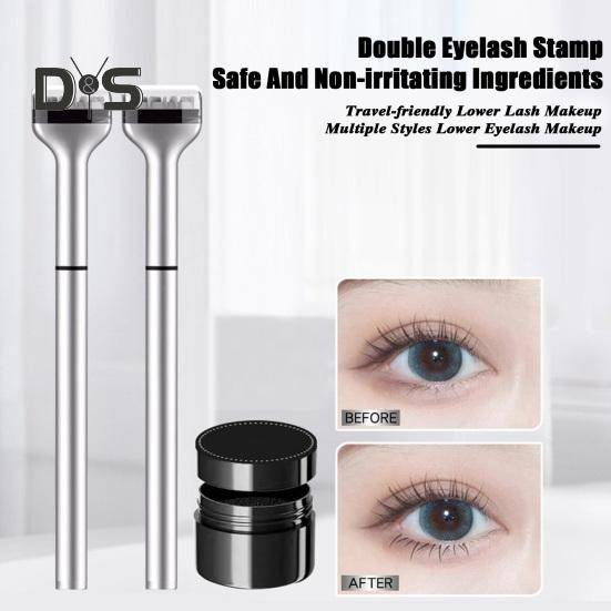 Lower Lash Stamp Ögonfransstämpel Set 2-i-1 vattentät, svettfast eyeliner Snabb ögonmakeup-verktyg Långvarig nedre fransstämpel för nybörjare brun