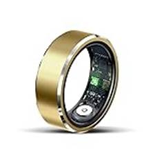 JINSHANGZI 2024 ny R5 smart ring aluminiumlegering hälsa sömn fitness tracker utomhussport 5 ATM vattentät fingersmart tring för män kvinnor (guld, 10)