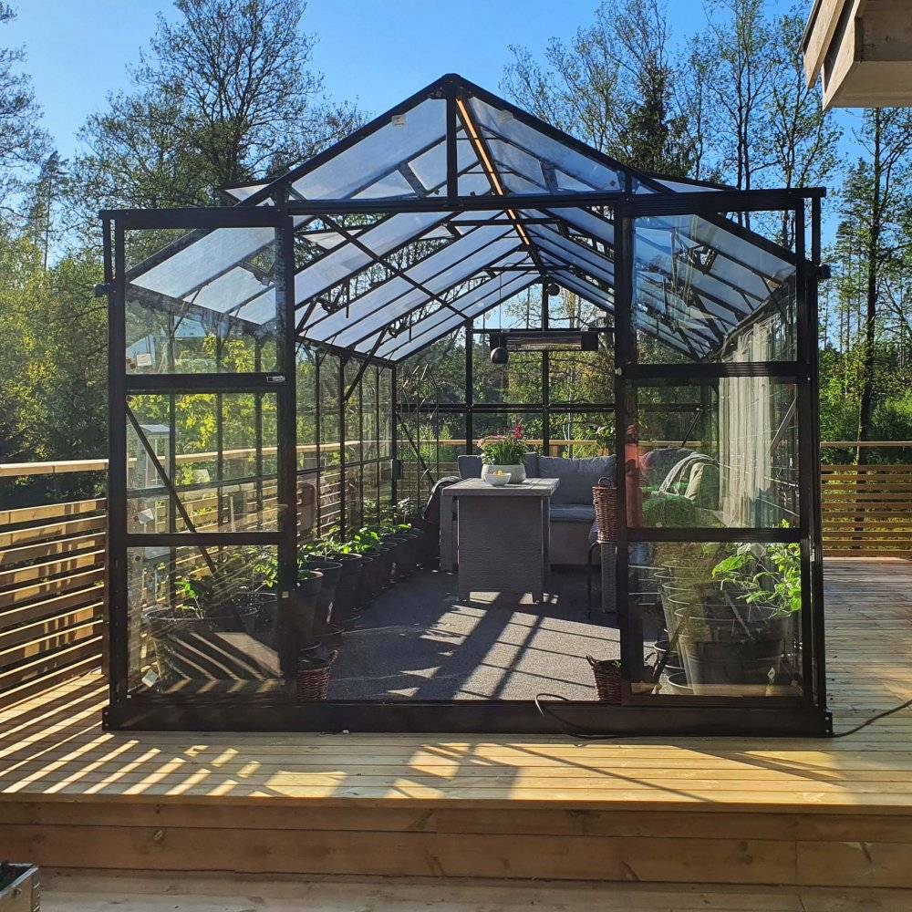 Växthus 14,4m² | 4mm säkerhetsglas | 5 års stormgaranti