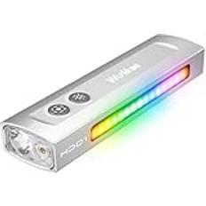 Wurkkos HD01 LED ficklampa uppladdningsbar, grönt ljus, huvudled för vitt ljus med RGB sidoljus, 1 200 lumen bärbara ficklampor med magnetisk, cob ficklampa, arbetsljus för reparation