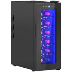 Vinkøleskab 12 flasker 30L 8-18℃ Dobbelt termoelektrisk flaskekøleskab med glasdør, drikkekøleskab med LED-lys, lille vinskab me