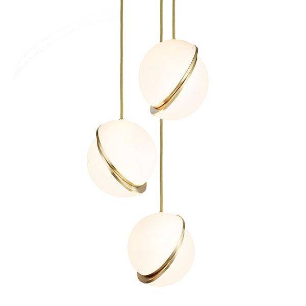 Mini Crescent Pendel 3 Stk Opal/Messing.