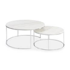 Stenexpo Dubarry Satsbord Runt 60|80cm - Krom / Ljus Marmor Soffbord Vit,Krom
