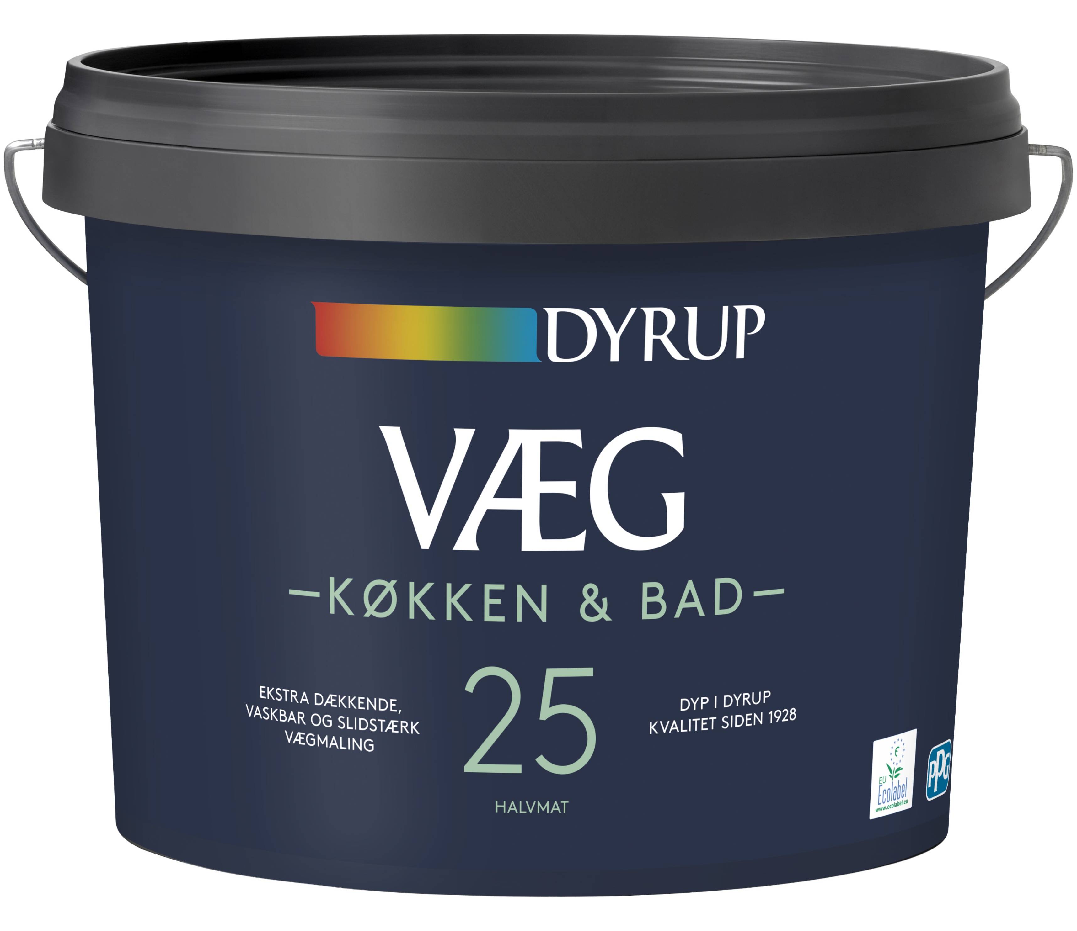 Dyrup, Vægmaling, Køkken & Bad 25, hvid, 9 L (På lager i butik)