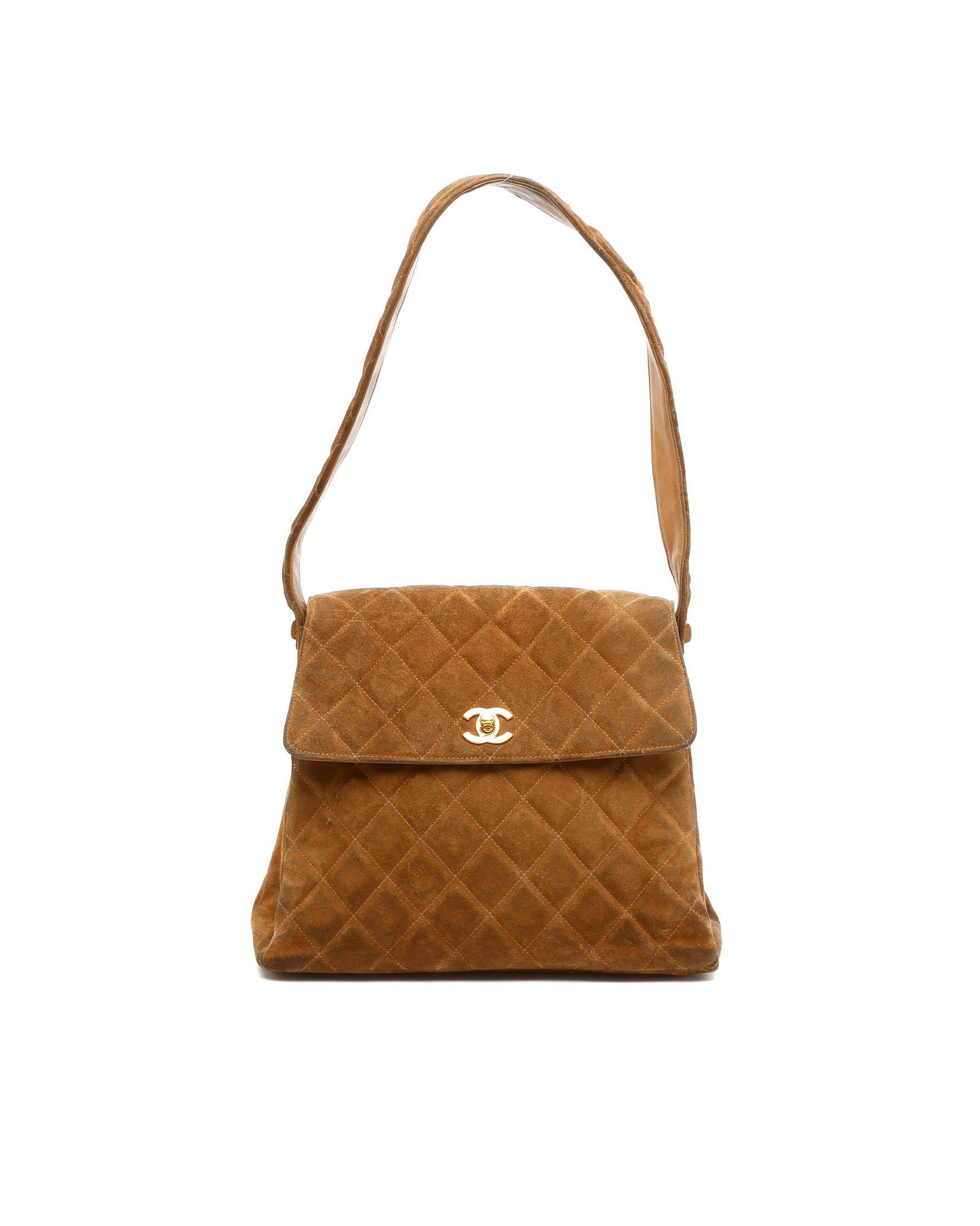 Chanel CC Quilted Suede Shoulder Bag - Brown (One Size)