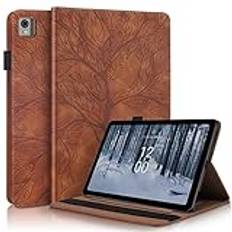 Tablet PC Väskor Fodral Fodral Kompatibel med Nokia T21 10,4 tum 2022 PU-läderfodral Flip Wallet Skyddsfodral Tree Of Life Tablettfodral Kortplats Tablet PC-fodral(Kahverengi)