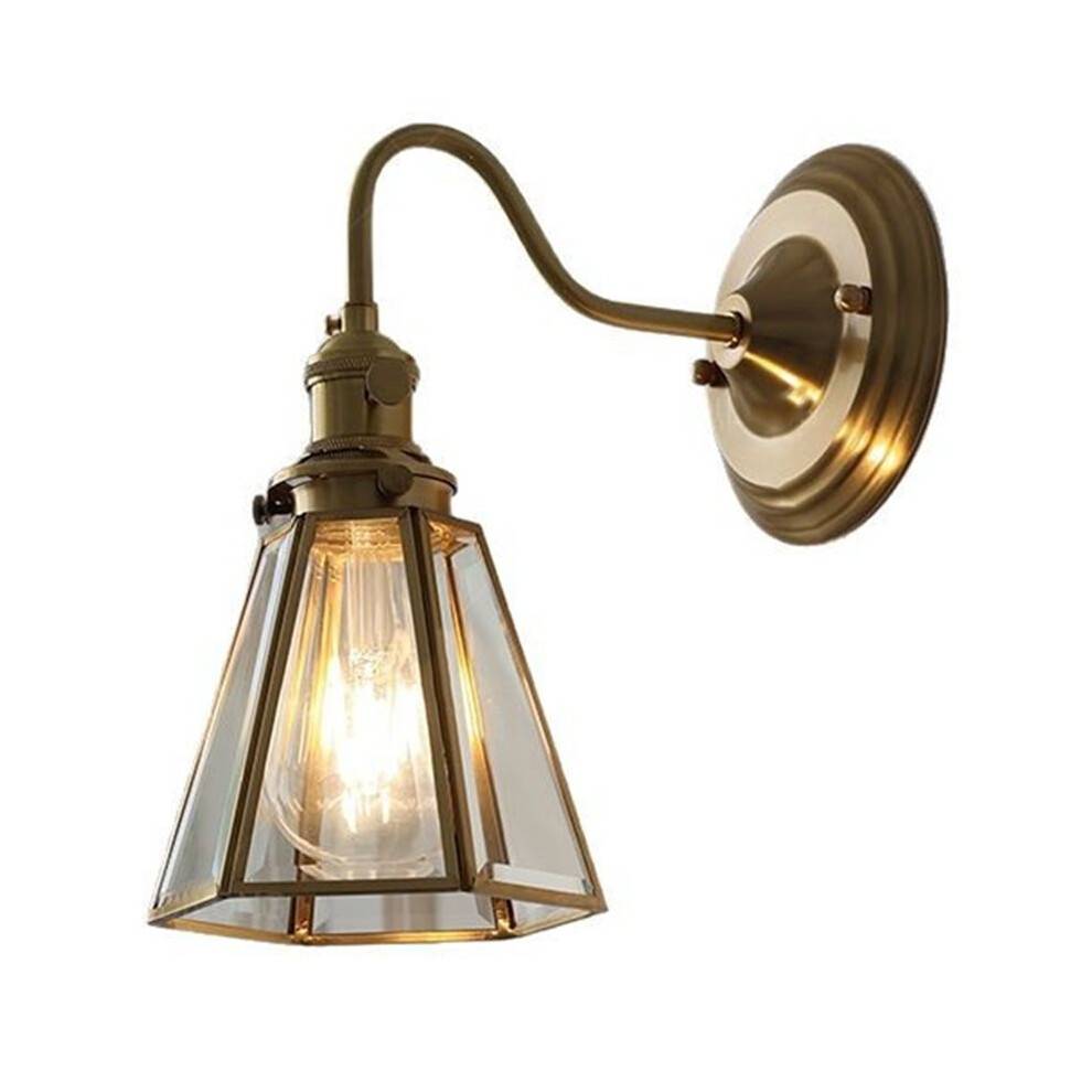 Kopparfärgad E27 LED-Vägglampa för Arbetsrum, Matsal och Mer med Glasvägglampa i Vintagestil