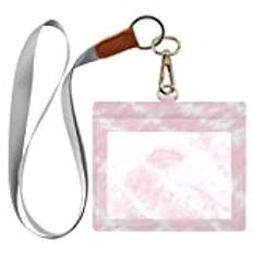 Batikfärg vit rosa vaccin korthållare PU-läder fodral 10 x 7 cm, transparent CDC vaccin korthållare skydd vattentät vaccin korthållare