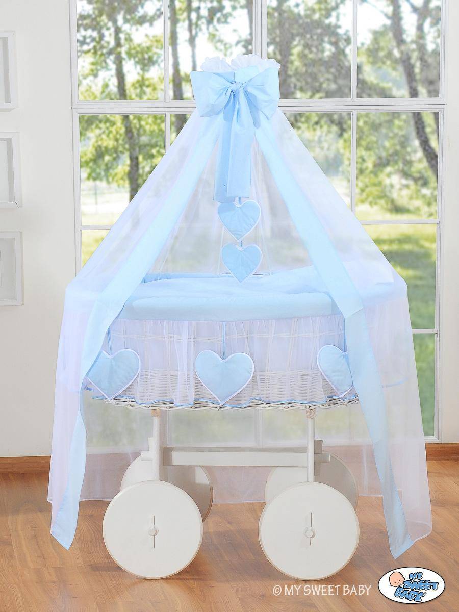 Moses Basket with Canopy Deluxe - Amelie Blue