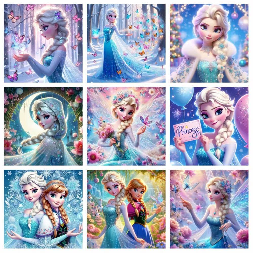 Prinsessan Elsa Anna Diamantmålning Ny Full Diamant Frost-serien Sovrumsinredning Diamantbroderi Materialpaket