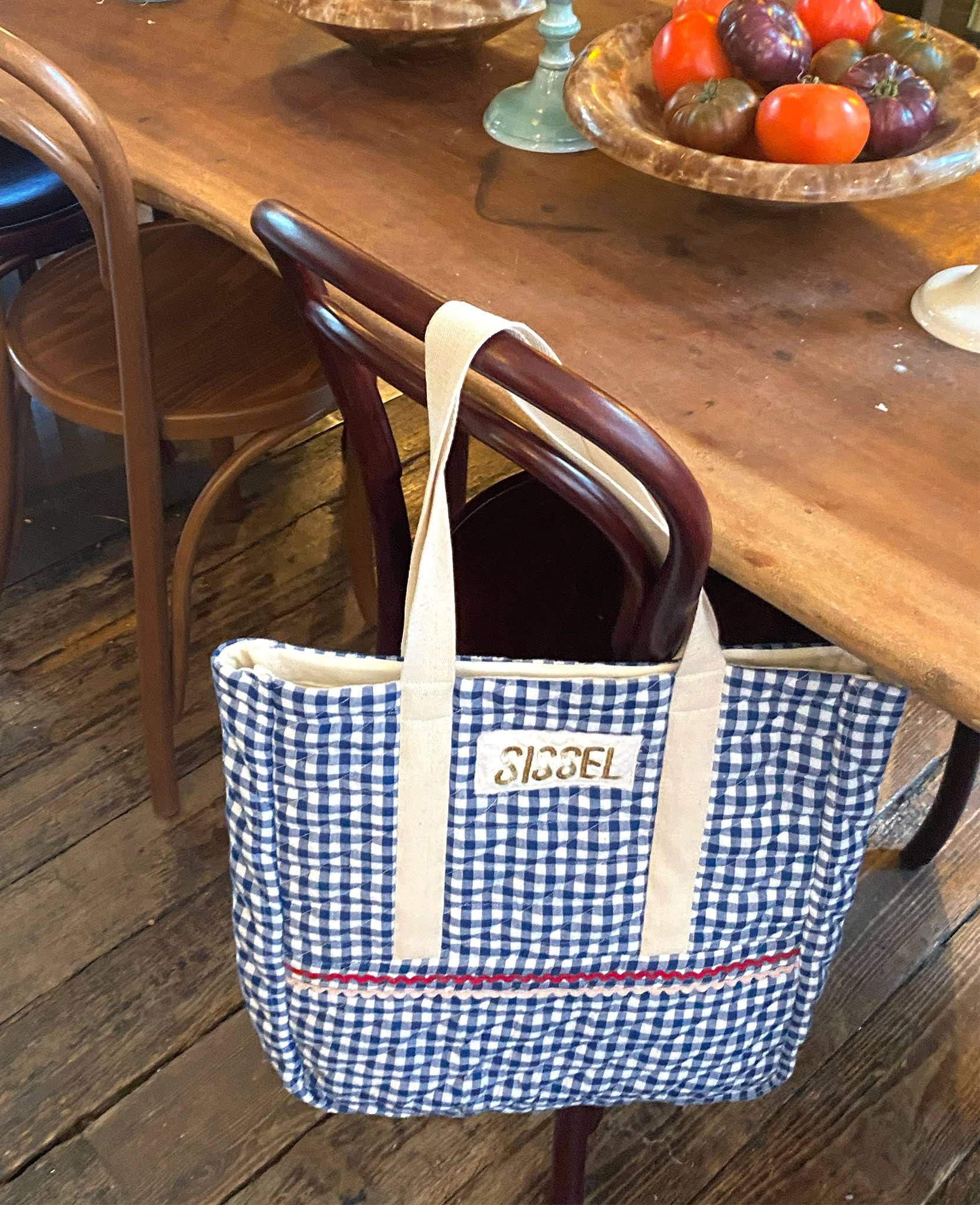 Sissel Tote Bag - Blue Checks - - / Leftover Fabric / ONESIZE