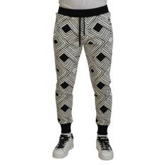 Dolce & Gabbana Black White Cotton Trousers Sport Pants - IT46 | S