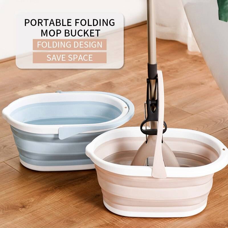Hopfällbar hink camping tvätt hink med handtag hopfällbar golvmopp rengöring fiske biltvätt hink hushållsredskap - Blå