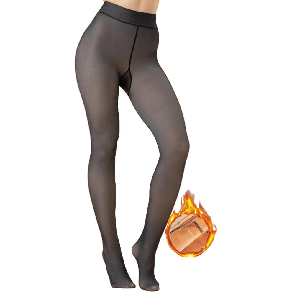 Fleeceforede leggings strømpebukser til kvinder, plus size uigennemsigtige termobukser strømpebukser til vinter, dame fleeceforede strømpebukser