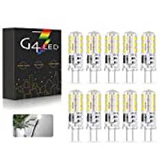 G4 LED-lampor, AC/DC 12V 2W G4 LED Bulb Kall vit 6000K 200LM, Ersätter 20W Halogenlampor, Ej Dimbara, Inget Flimmer, 10 St