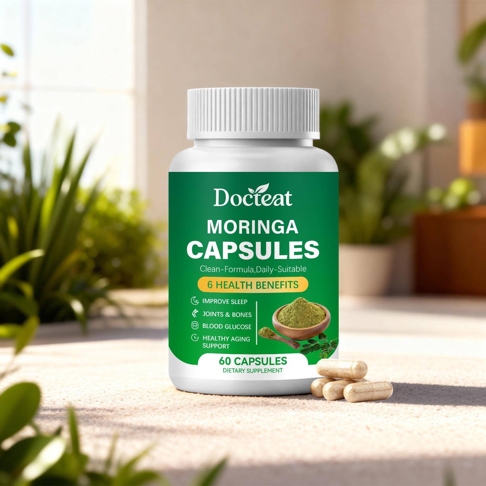 DOCTEat Moringa Intestinal Balans Kapslar - Mild Formula för Kroppsvård.