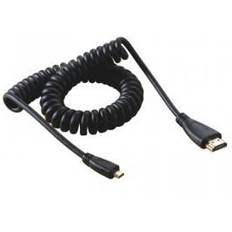 Micro HDMI - HDMI spiralkabel - Guldpläterad - 1 m