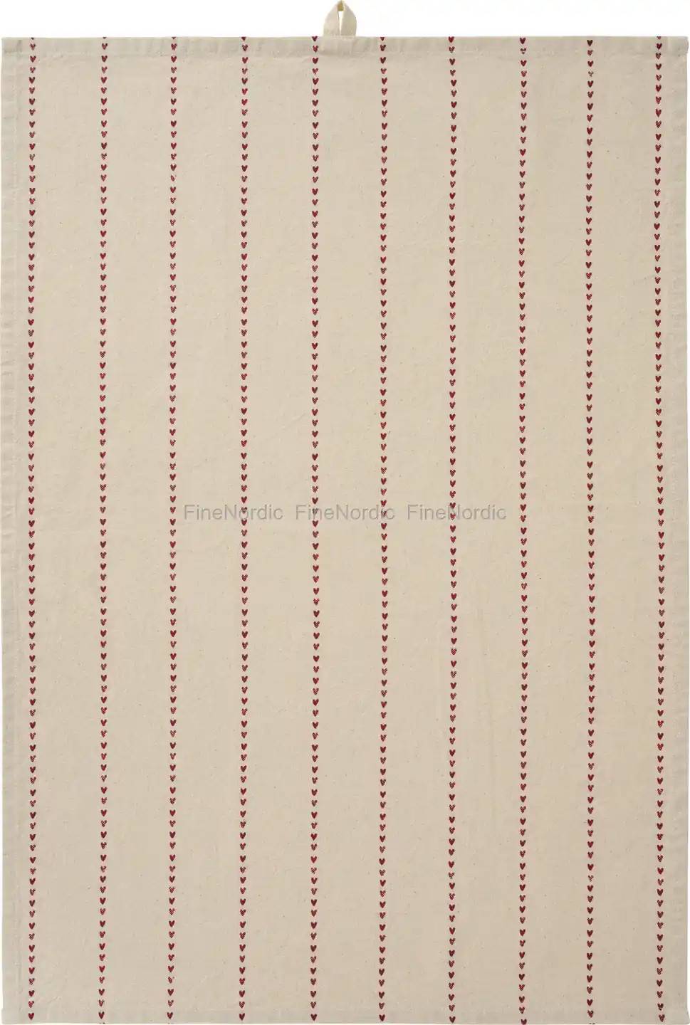 Ib Laursen Tea Towel "Valentina" Natural with Red Hearts in Rows