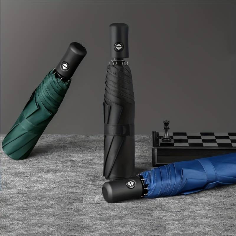 Mei Qi Lin 8-rib Automatic Windproof Folding Umbrella - Design, One-handed Opening, Durable Polyester & Iron Ribs, Stylish For Office Or Travel, Travel Umbrella, Sleek Umbrella, Sturdy Handle Umbrella