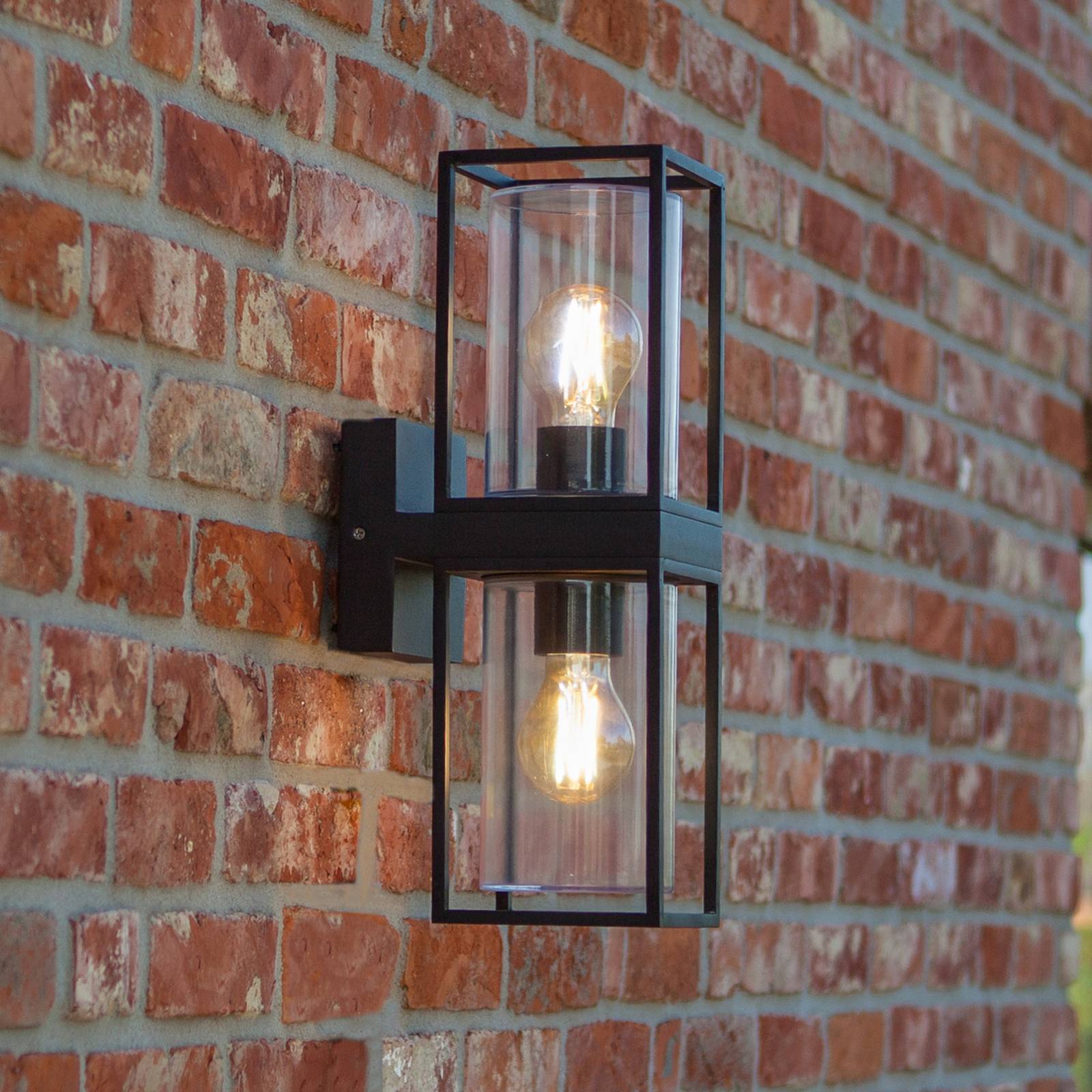 LUTEC Vägglampa utomhus FLAIR, dimbar, Svart, Aluminium / grå / zink, Modern, Utomhusvägglampa