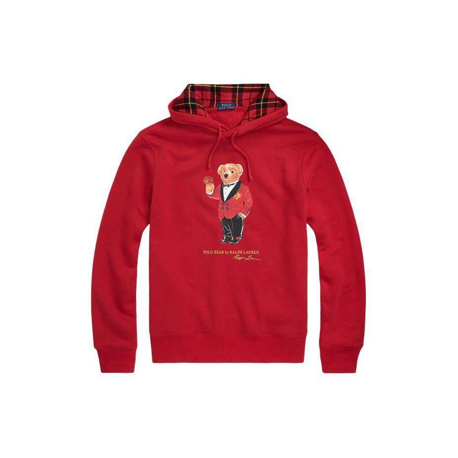 Polo Ralph Lauren SS24 Letter Bear Print Casual Hoodie Herr hoodies Röd MNPOKNI16823377-600 cm brown