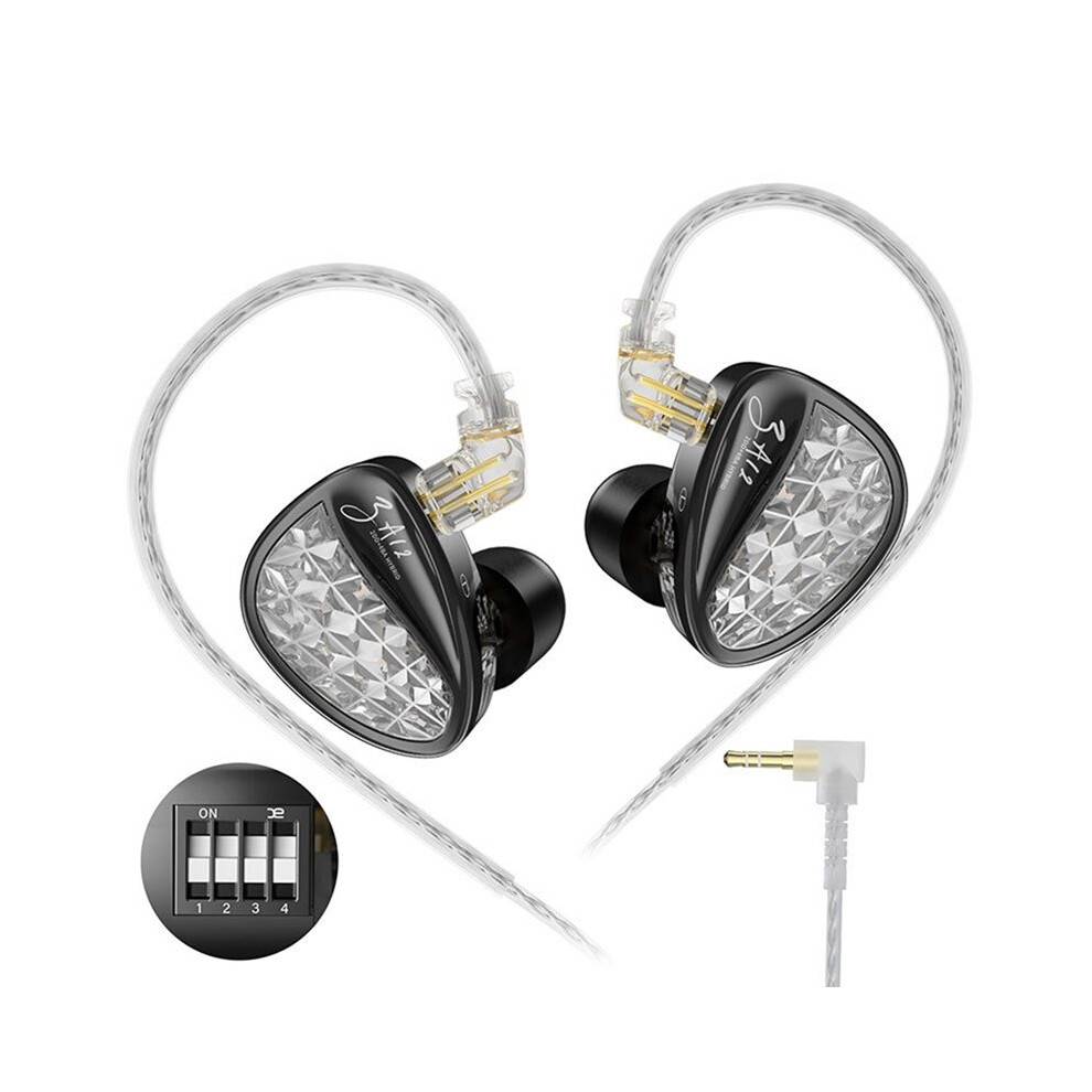KZ ZA12 2DD+4BA Hybrid IEM Headphones Wired InEar Monitor HiFi Tuning Earphones Sports Cancellin Gaming Headset Tuned Version