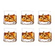 Osymmetriska whiskyglas, presentset för män, dricksglas för födelsedag, fars dag, pensionering, farfar, till rom, gin, bourbon, 6-pack