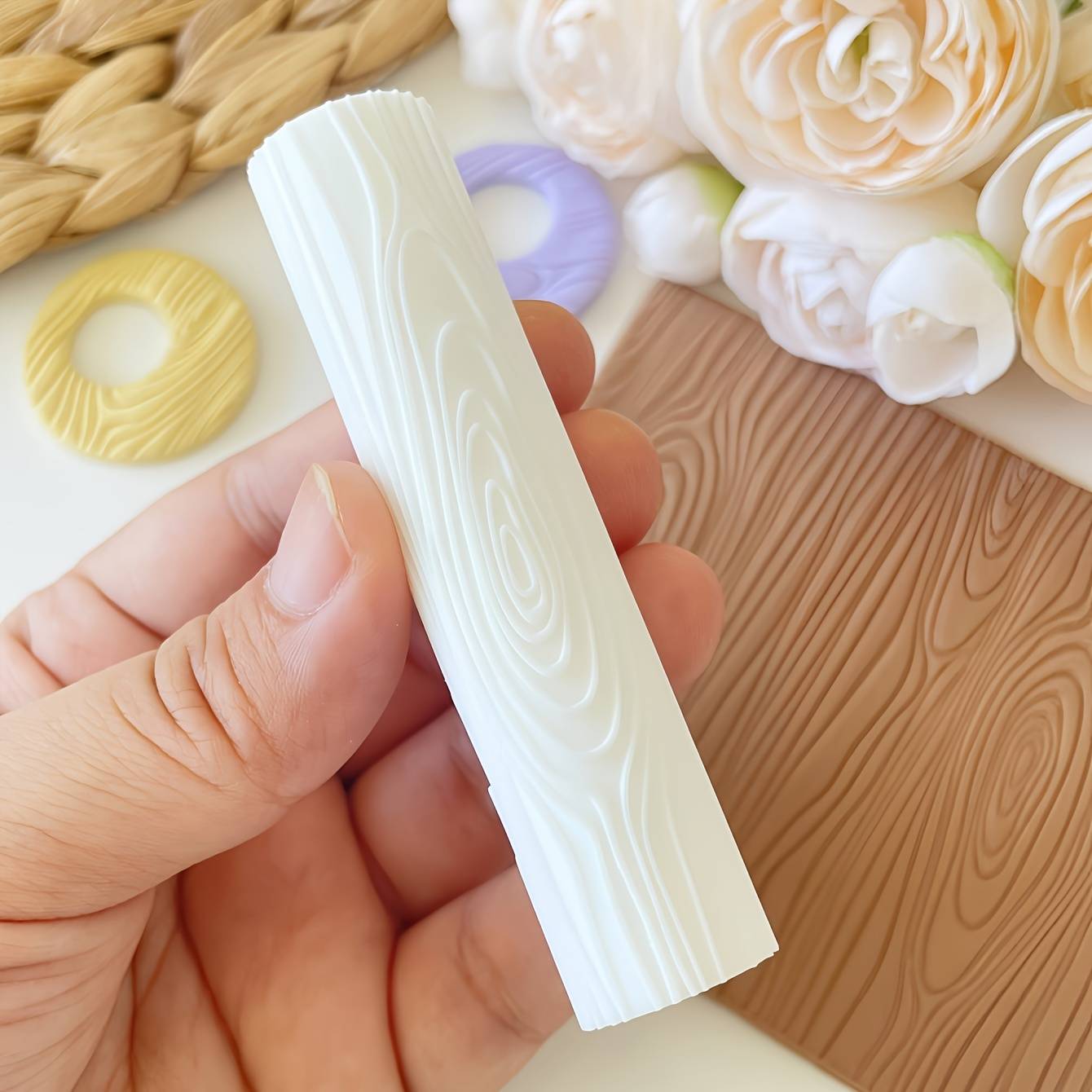 1pc Woodgrain Texture Roller Polymer Clay Tools Hand Roller Clay Texture Tool Tools Floral Texture Botanical Texture