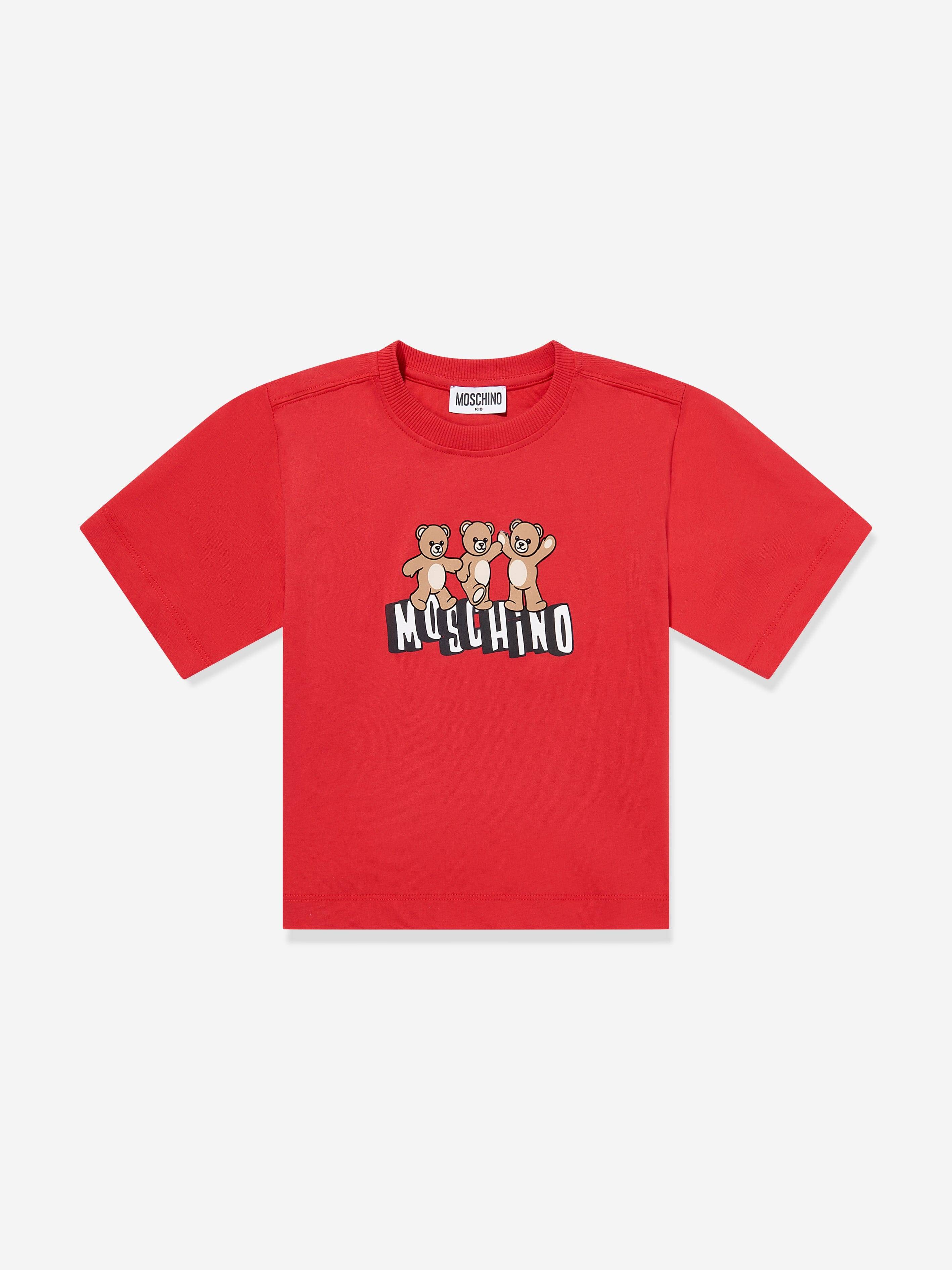 Moschino Kids Teddy Bear Logo T-Shirt in Red - Red / 10 Yrs
