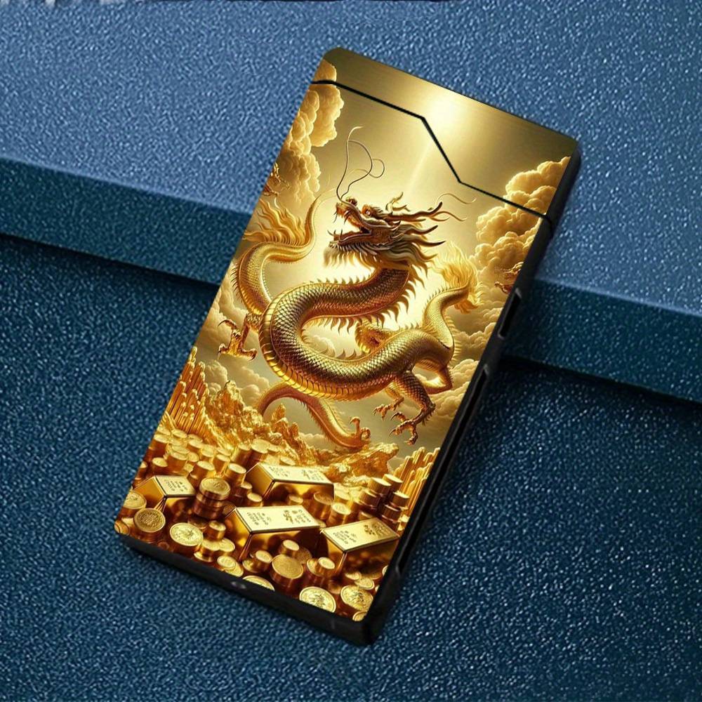 1 Windproof With A Pattern, Windproof Lighter, Windproof , Type-c Charging Lighter, Metal Shell, Power Display, Dual Arc, Gift Box Packaging, With Program, Outdoor Survival Supplies