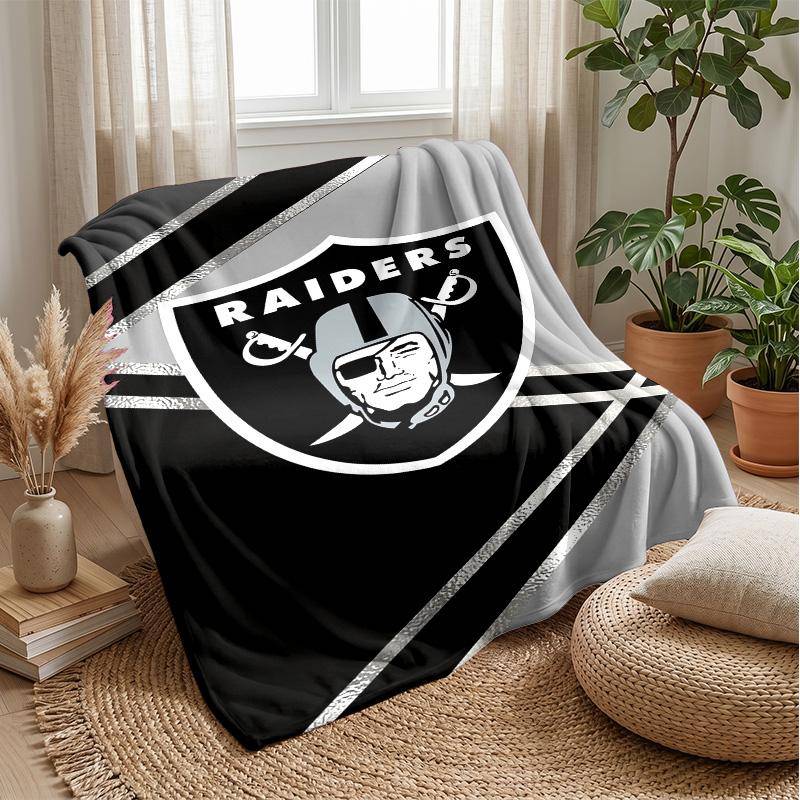 Las Vegas Raiders Flannel Fleece Blanket Cozy Warm Throw Blanket For Couch Bed Travel All Season Use